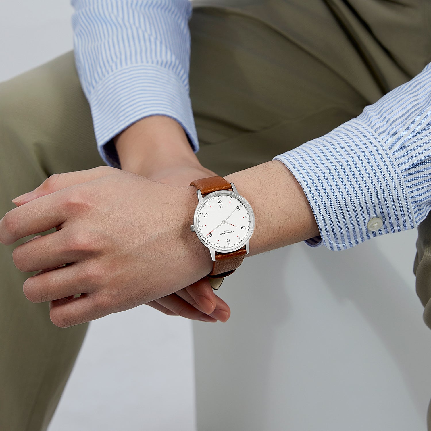 ORTON Series Men's Watches Eco-Friendly Apple Leather Strap - Brown