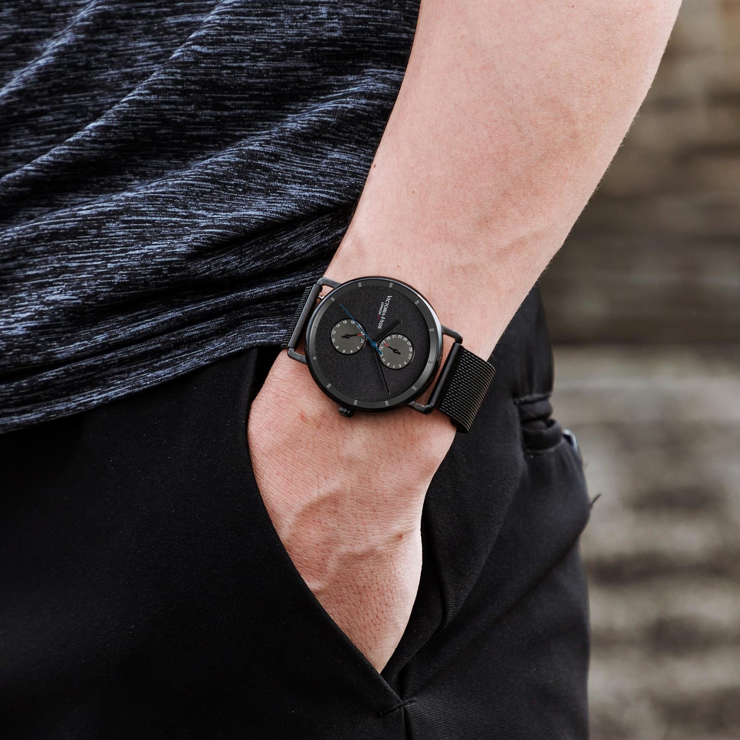Uhr Grange Hill Date Mesh in Schwarz