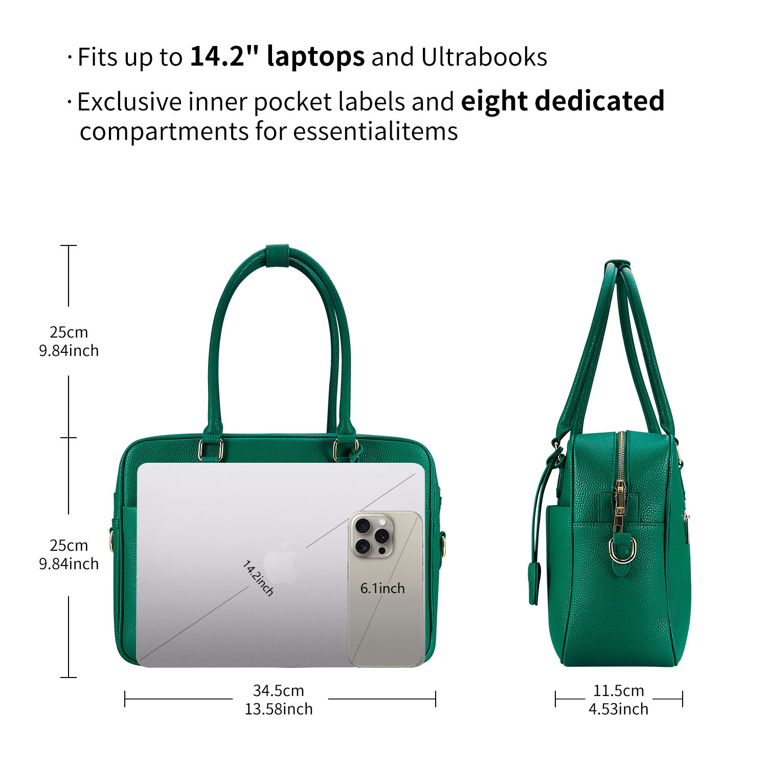 Business & notebook handbag Margaret large green