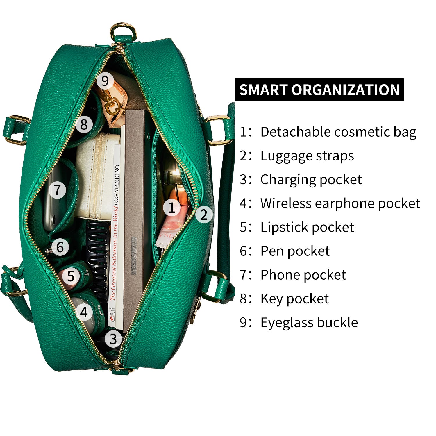 Business & notebook handbag Margaret large green