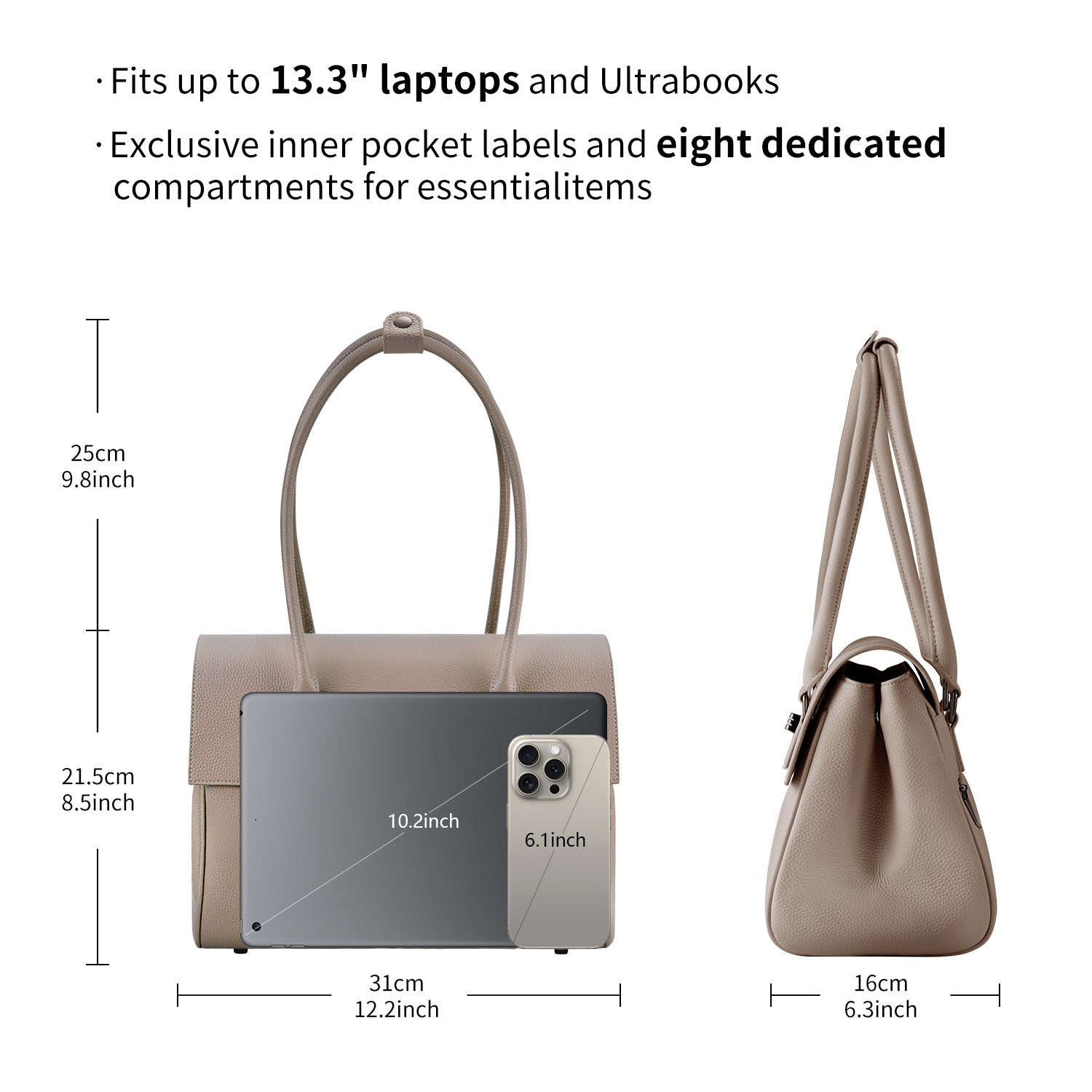 Business & Laptop Handtasche Jolene klein beige