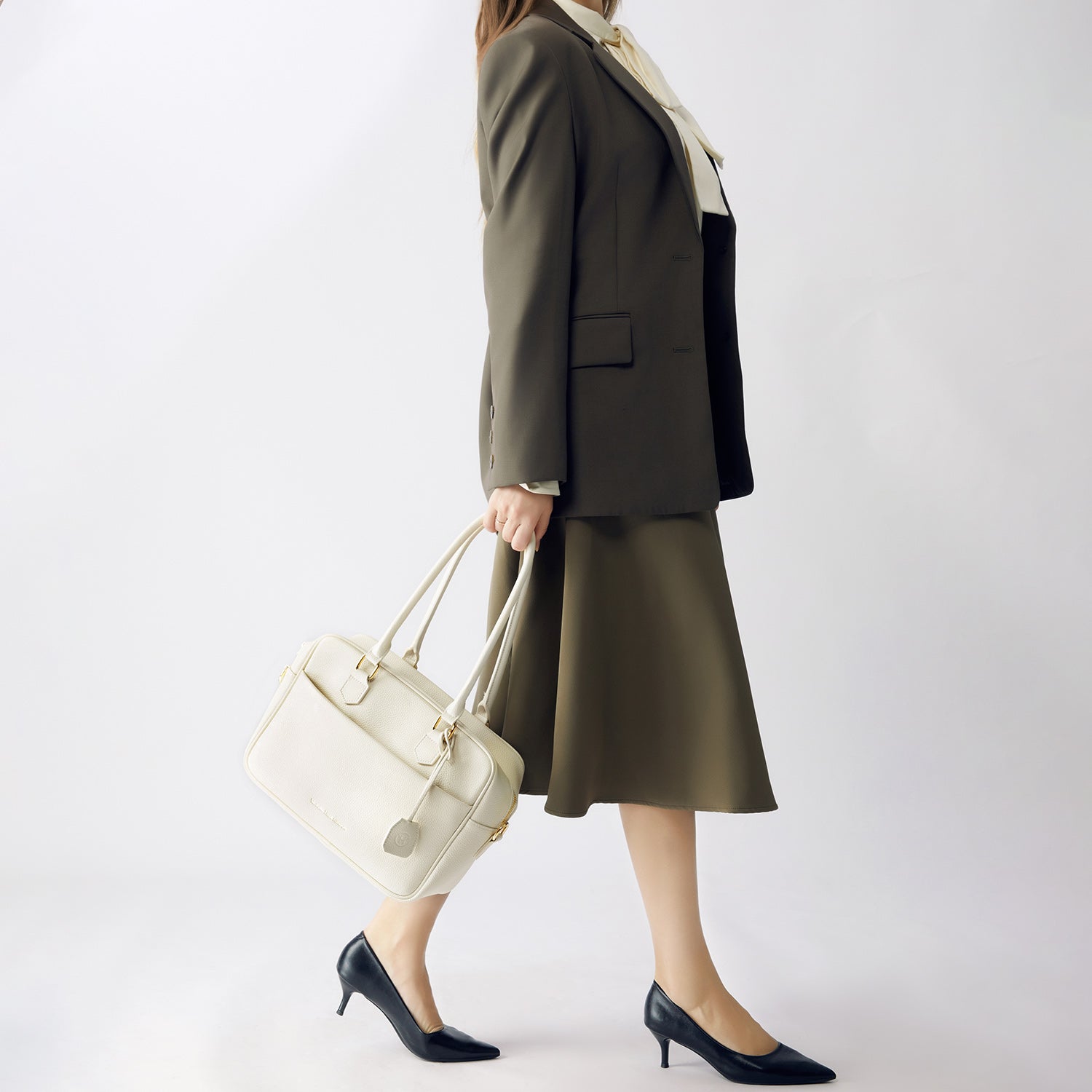 Business bag Margaret Small in Moon White