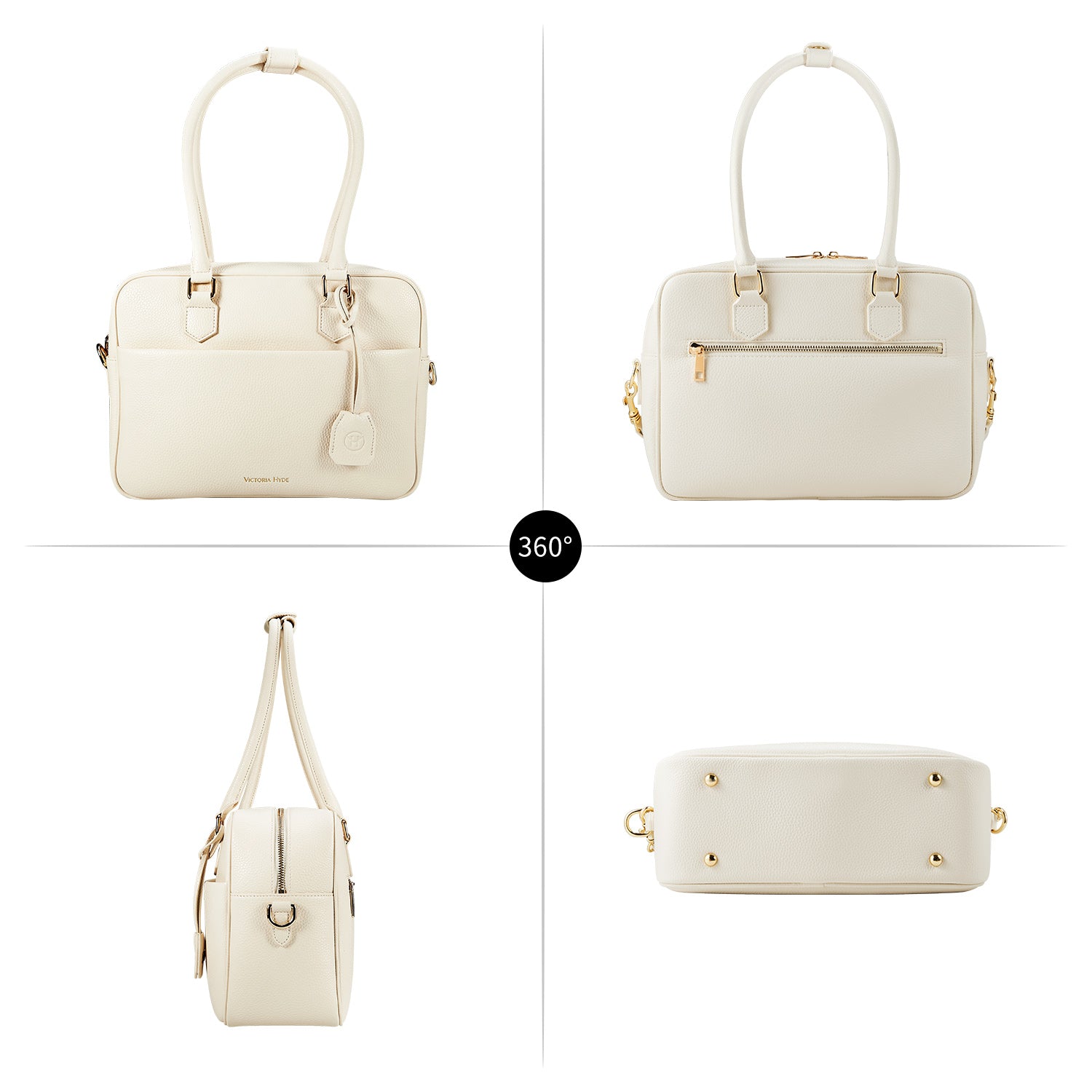 Business & notebook handbag Margaret small moon-white