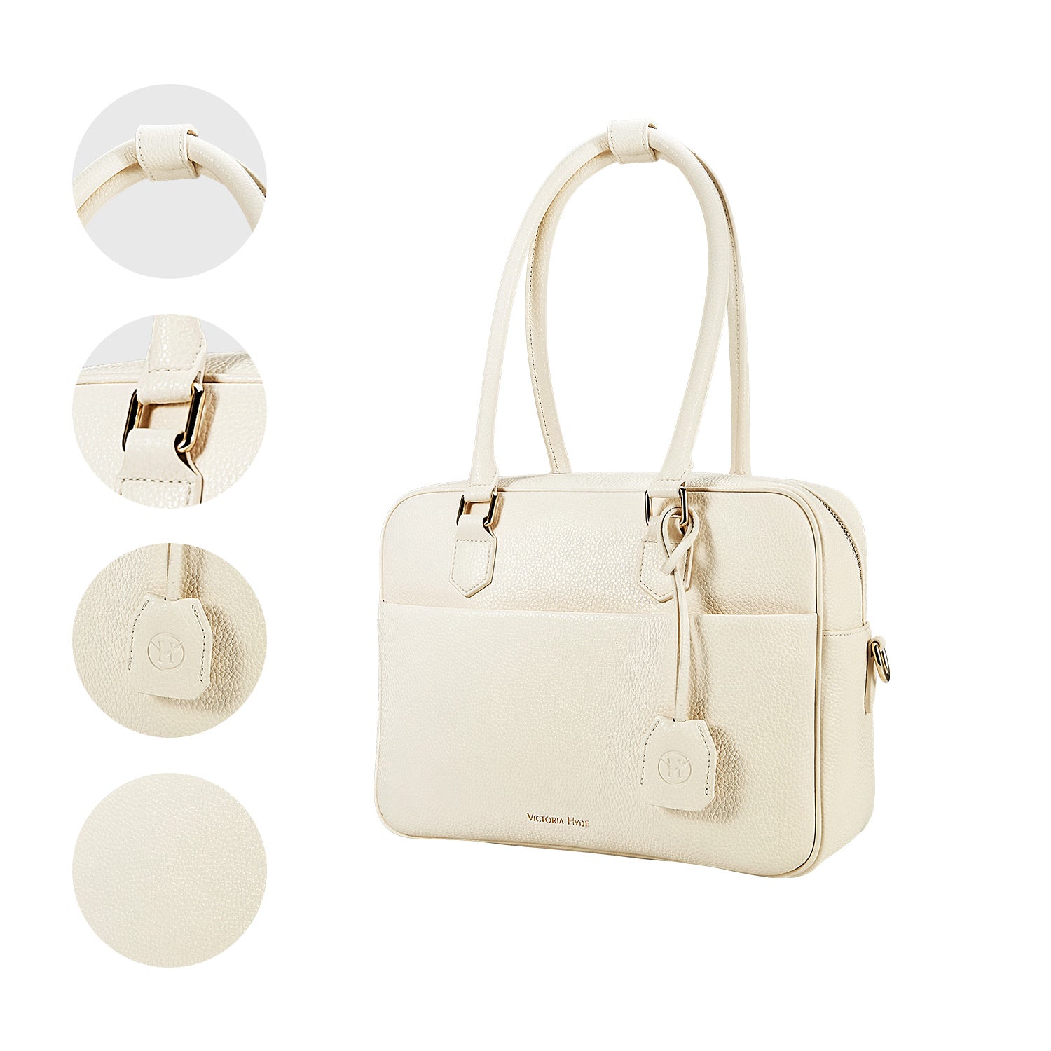 Business & notebook handbag Margaret small moon-white