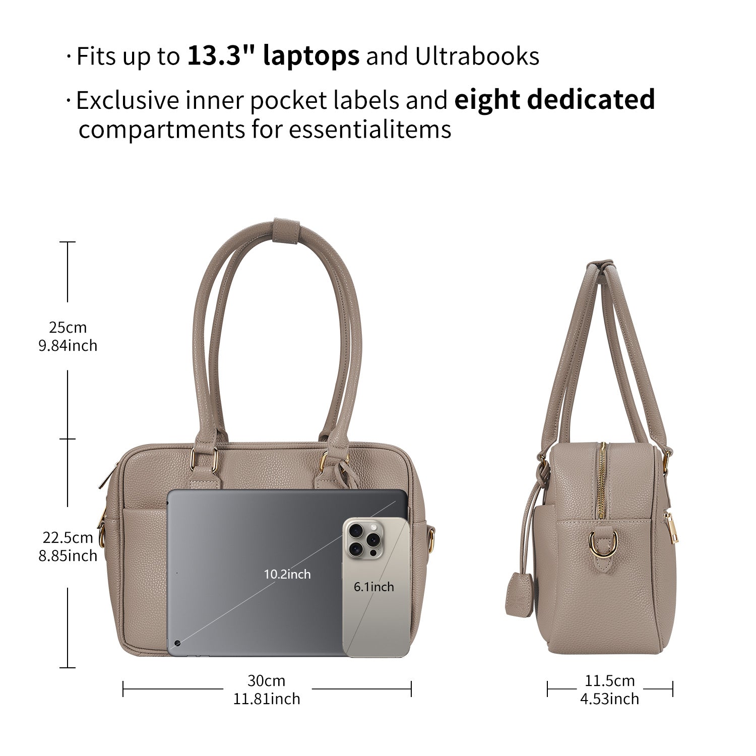 Business & notebook handbag Margaret small nude