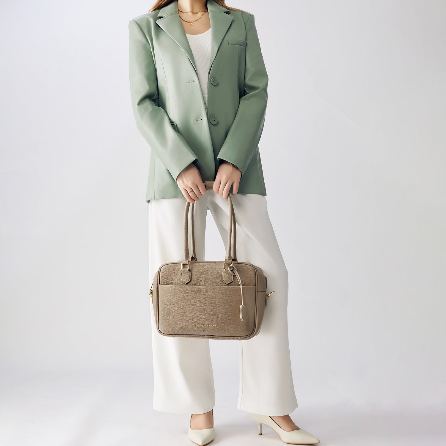 Business & notebook handbag Margaret small nude