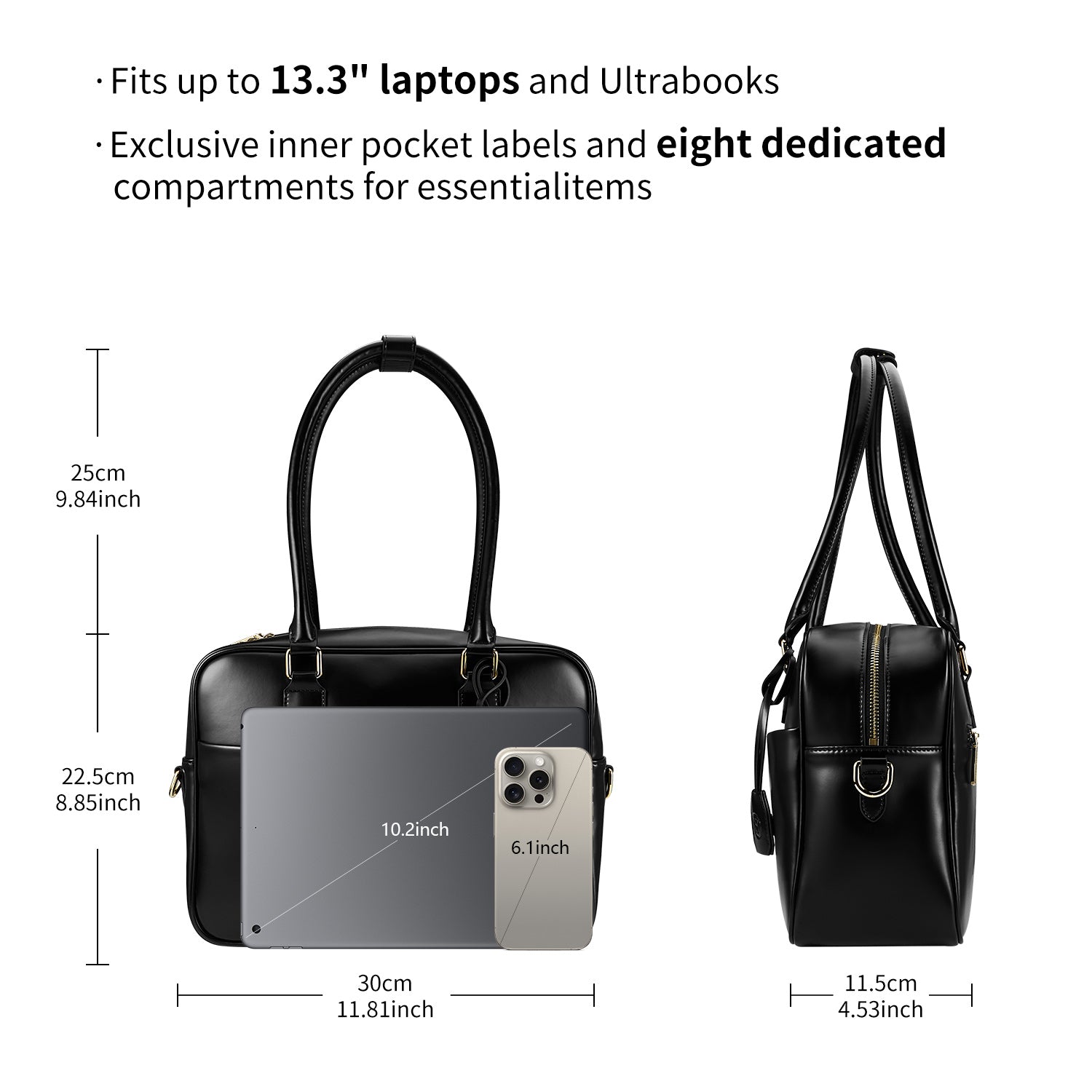 Business & notebook handbag Margaret small black