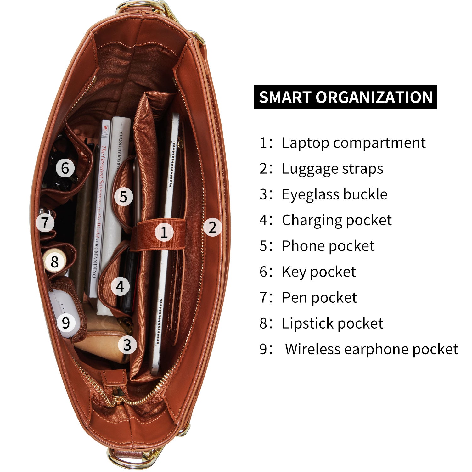 Business bag Kloey in reddish brown