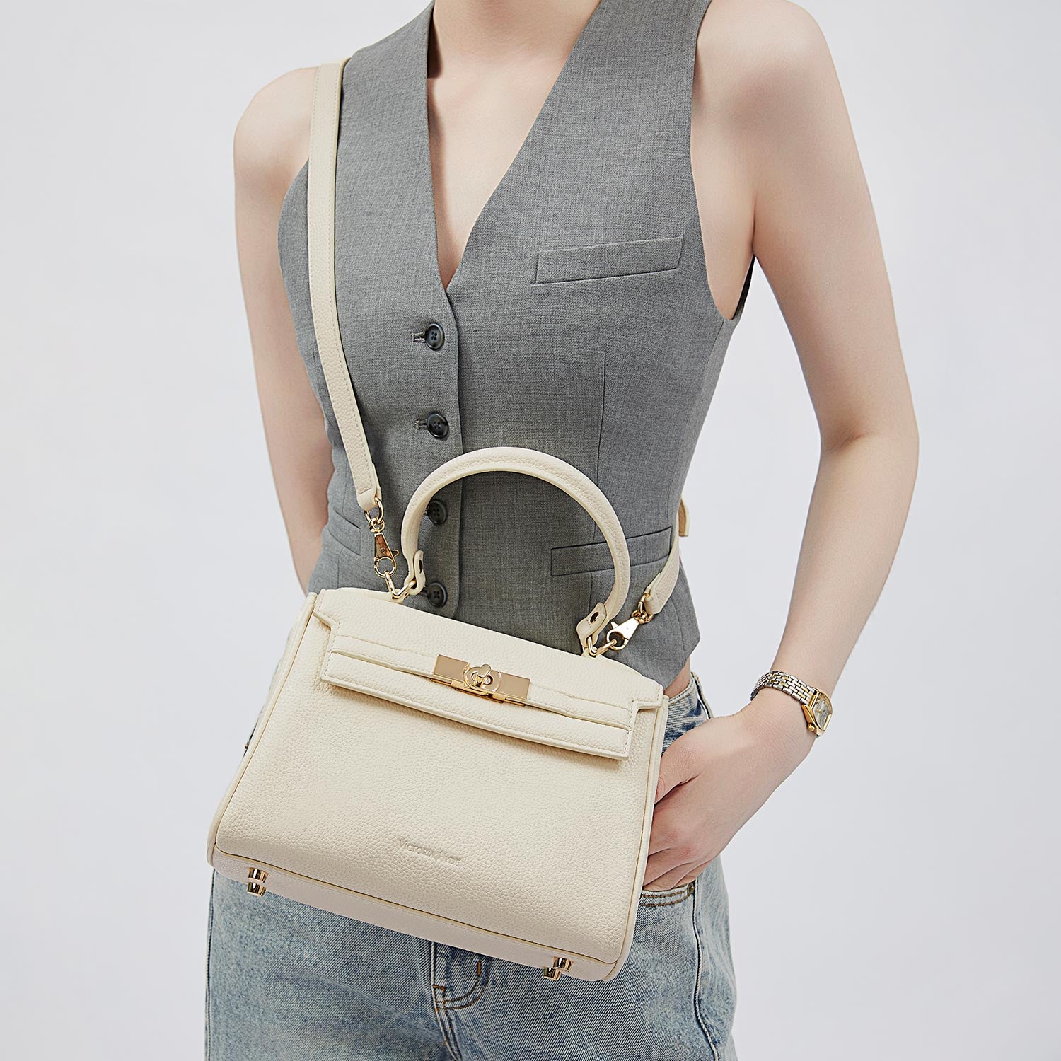 Victoria Small Damenhandtasche in Beige