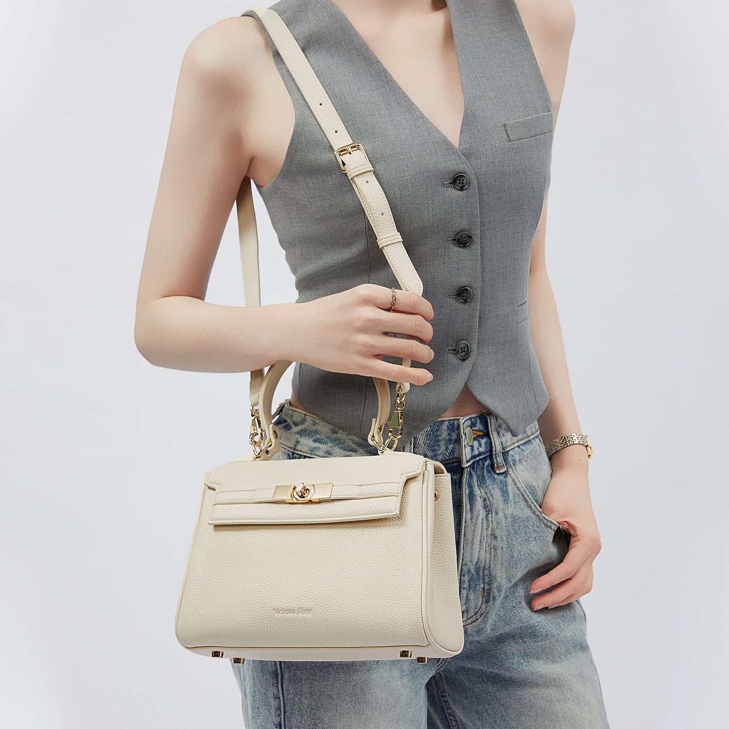 Victoria Small Damenhandtasche in Beige