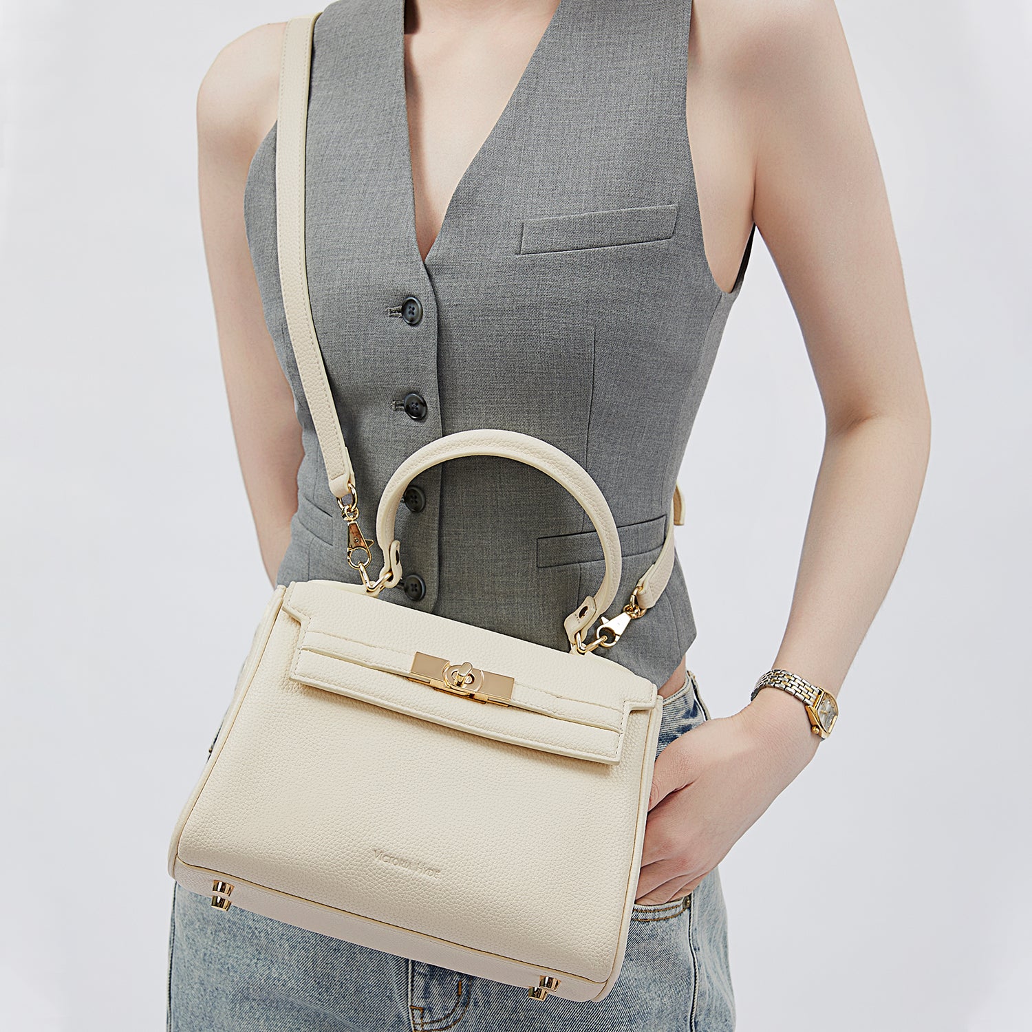 Victoria Small Damenhandtasche in Beige