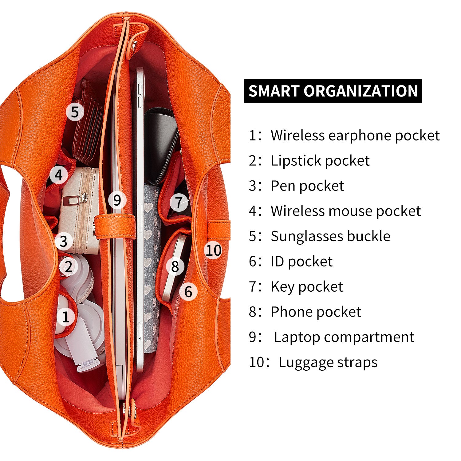 New Work Bag Strive Orange sustainable tote bag with laptop compartment for women in business
