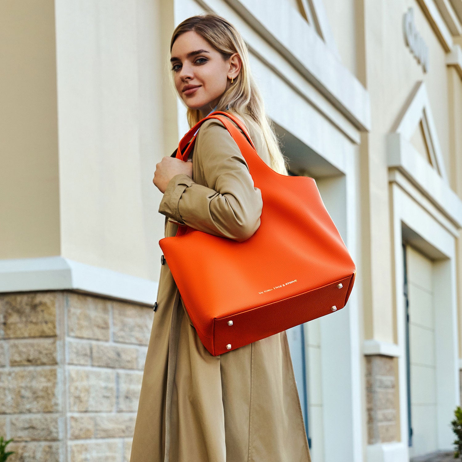New Work Bag Strive Orange sustainable tote bag with laptop compartment for women in business