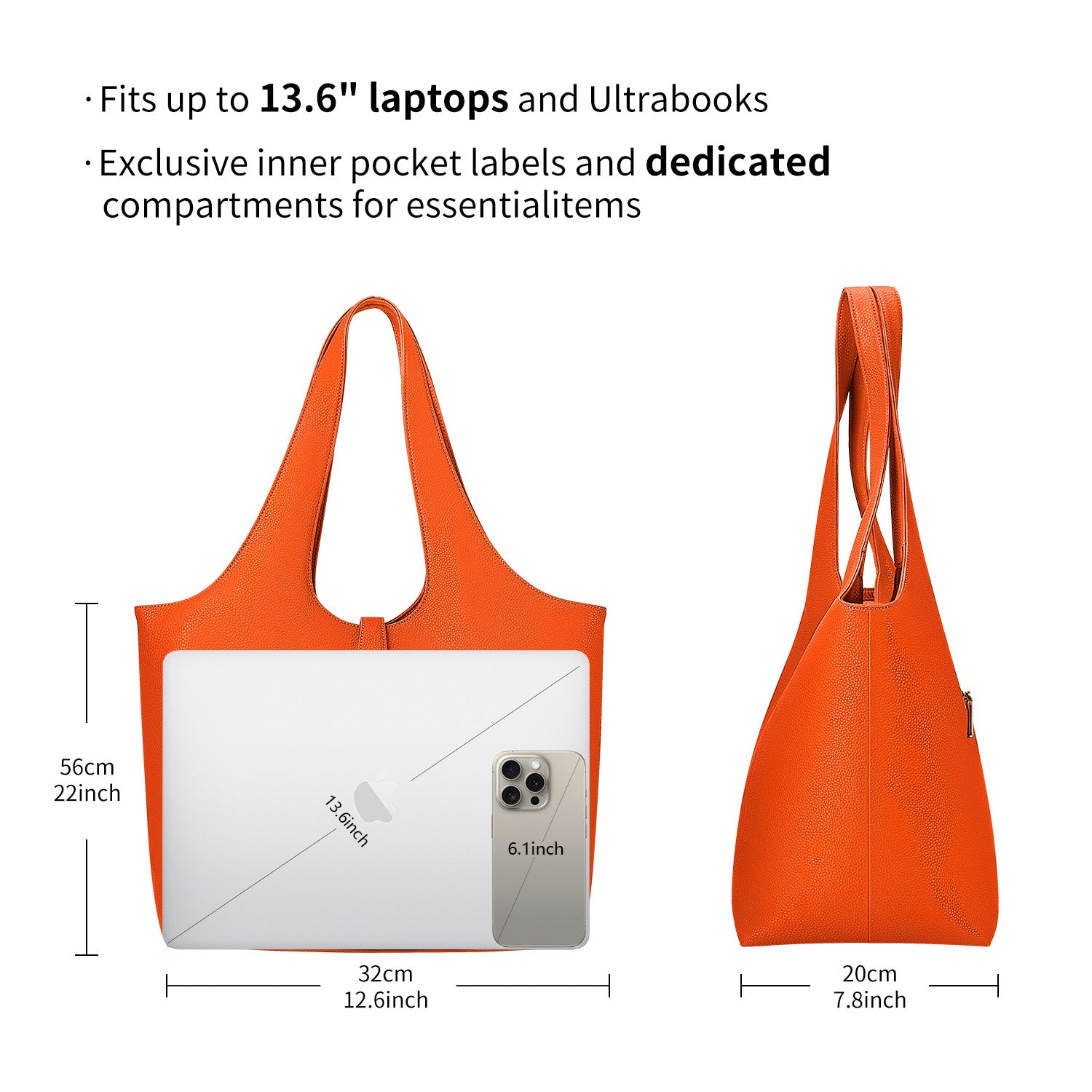 New Work Bag Strive Orange sustainable tote bag with laptop compartment for women in business