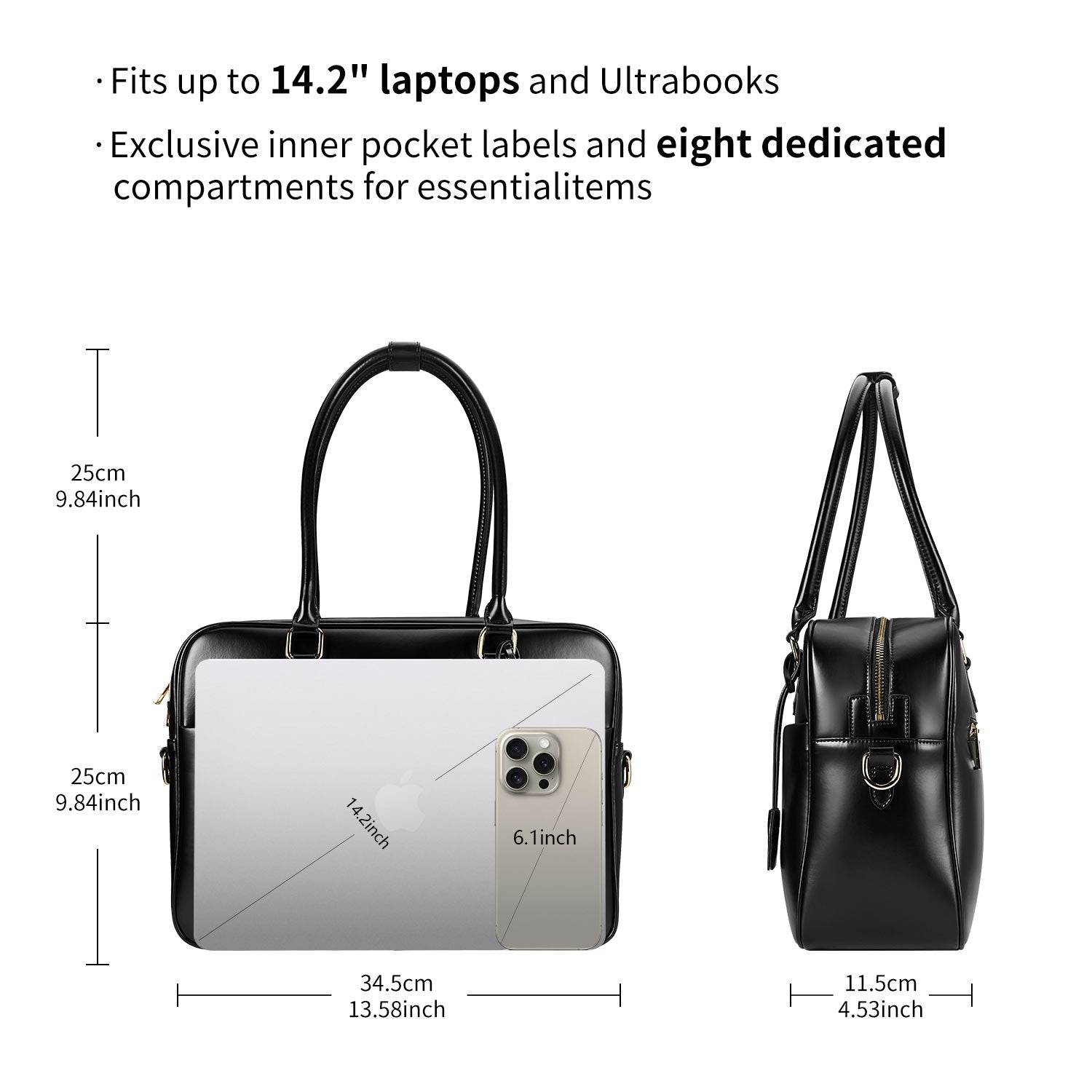 New Work Bag Margaret Black modern work bag sustainable tote bag with laptop compartment for women in business