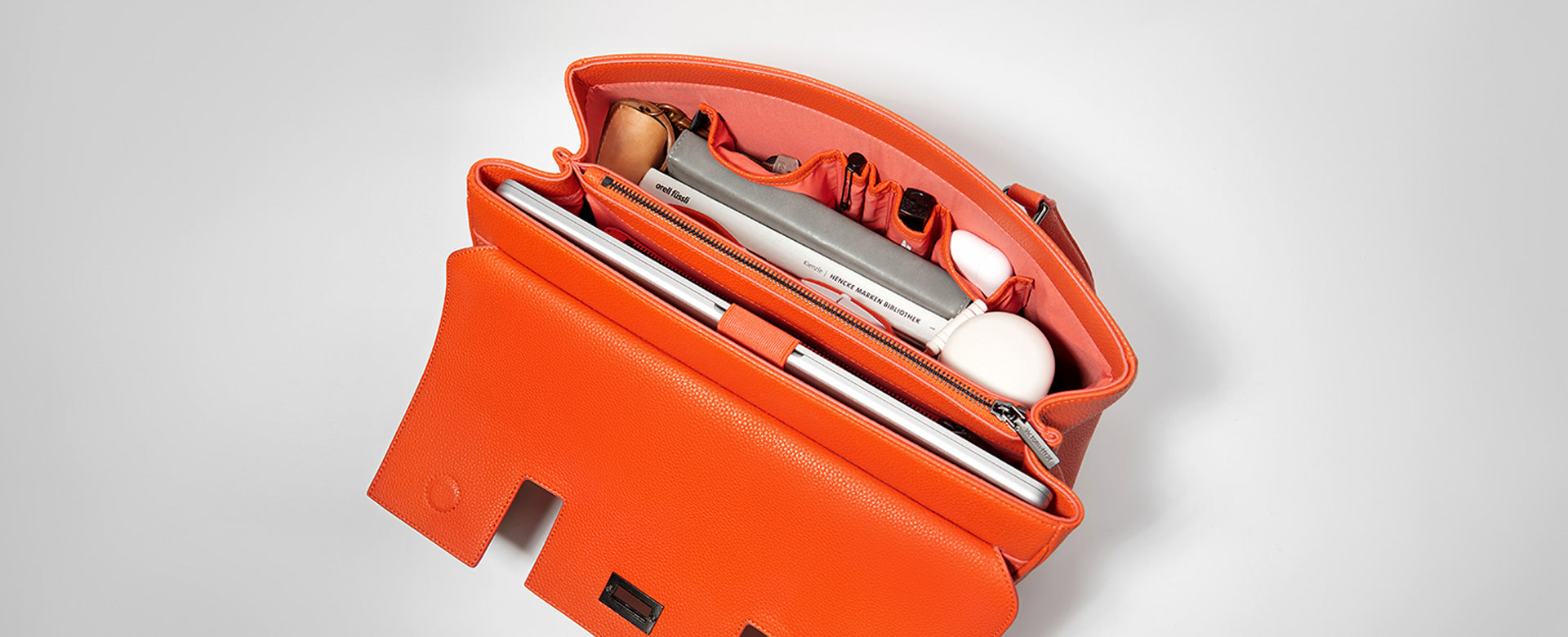 Victoria Hyde London Jolene structured business handbag in orange – women's laptop bag for professional use.