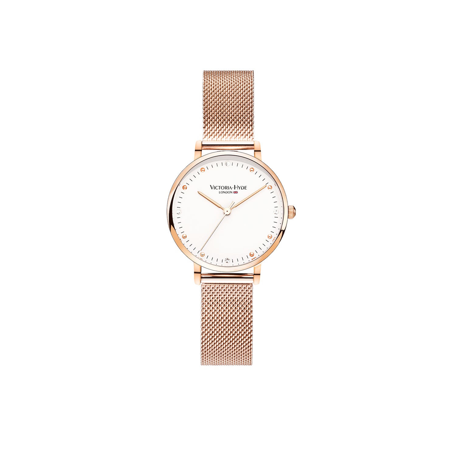 Uhr Metropolitan Crystal Mesh in Roségold Weiß