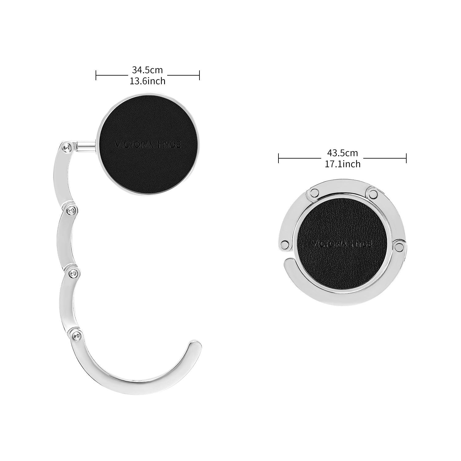 Victoria Hyde anti-slip purse hook “Abigail” – silicone grip, scratch-free, 32.9g, 43.5mm diameter, compact, stylish bag accessory for women.