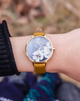 Uhr Green Park Flower Leder Gold Blau
