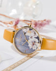 Watch Green Park Flower Leather in Gold Blue 