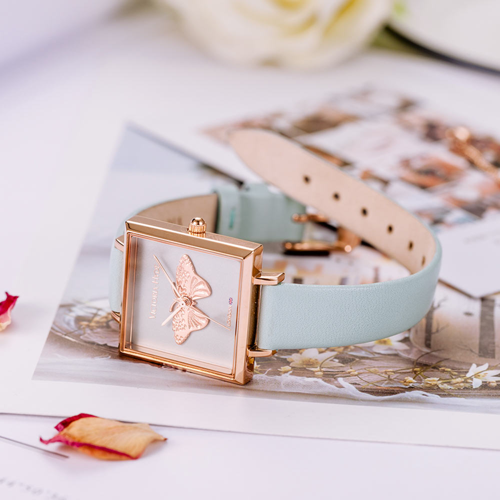 Victoria Hyde, VH1026F, Maida Vale Butterfly Edged, blaues Armband, rosegoldfarbenes Gehäuse