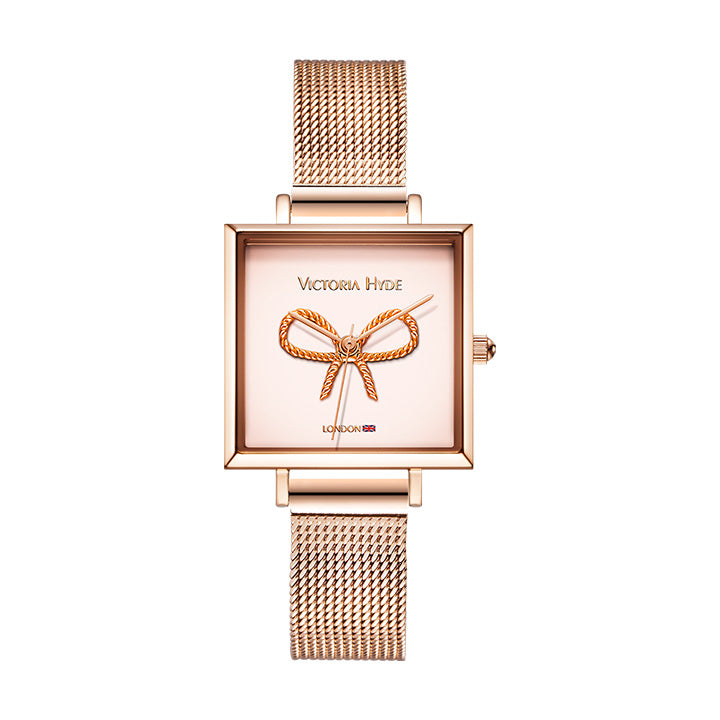 Victoria Hyde, VH1028M, Damenuhr, Maida Vale Bow Edged, rosegold Mesh Armband, Vorderansicht