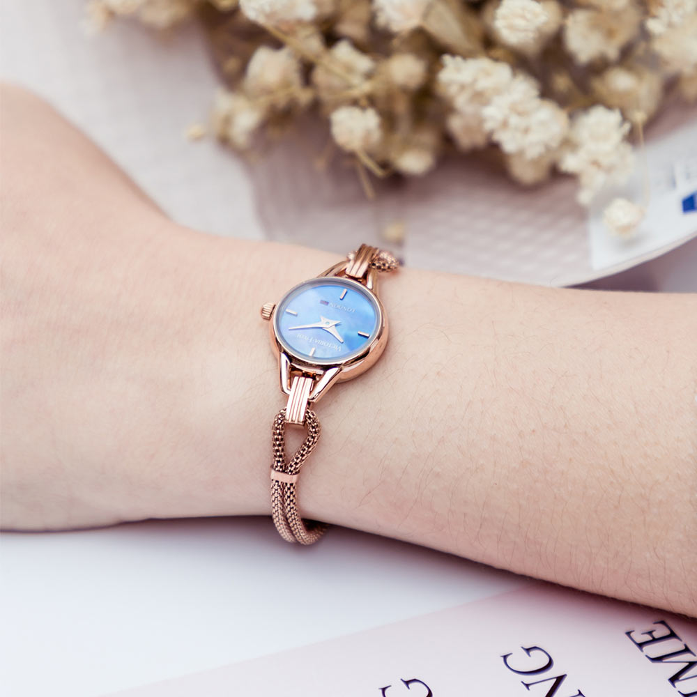 Watch Oxford Circus Round Mesh in Rosegold Blue