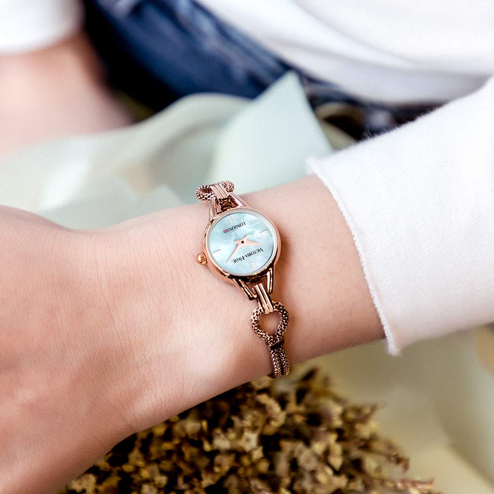 Watch Oxford Circus Round Mesh in Rosegold Light Blue