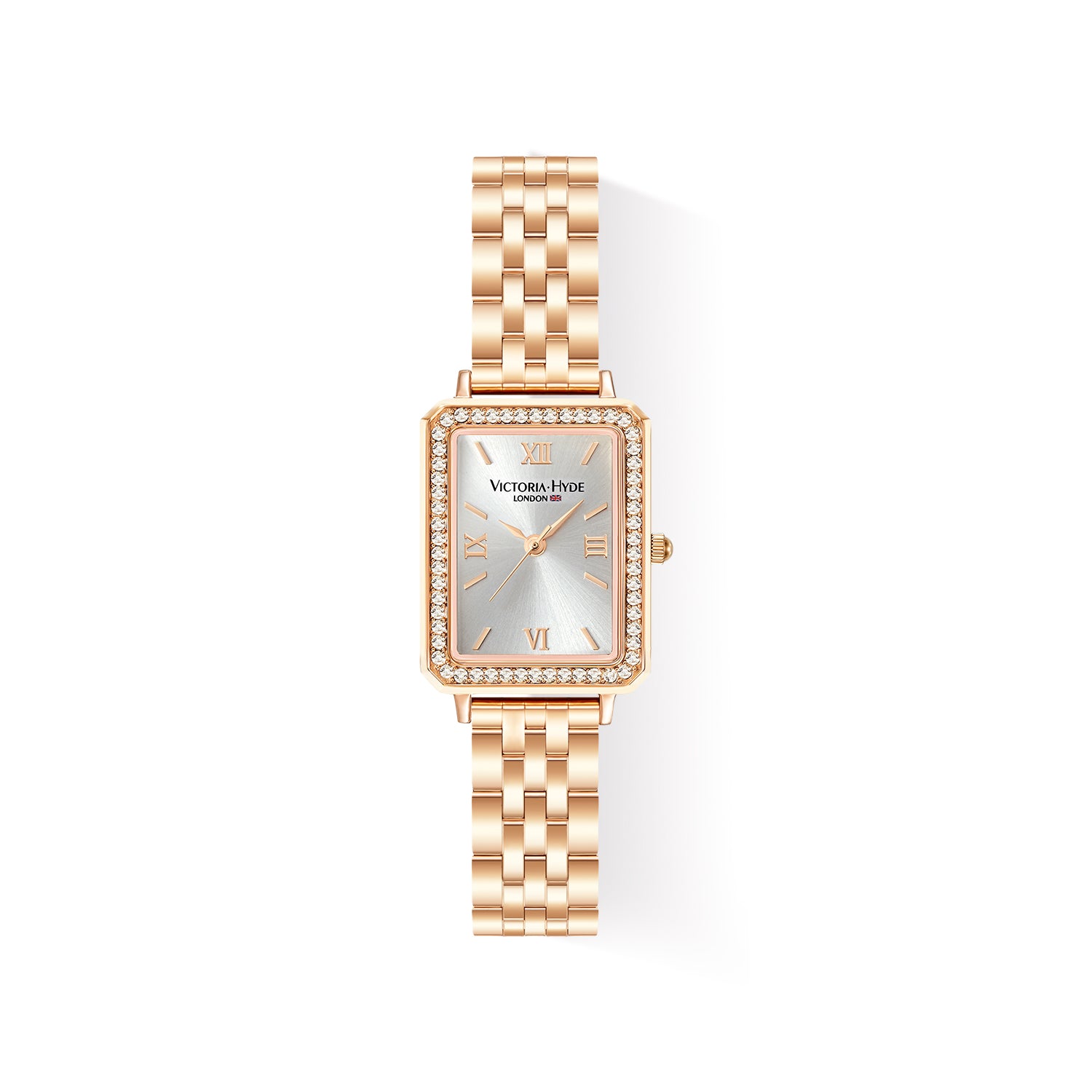 Victoria Hyde Westminster rose gold ladies' watch – square case, diamond details, Miyota movement, mineral glass, stainless steel strap, 22x28 mm.