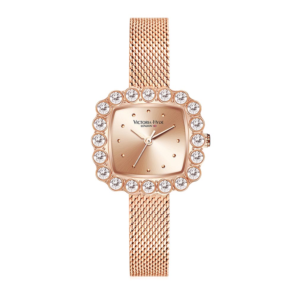Victoria Hyde, VH30152, Petals Edged, Rosegold, Damenuhr, Armband, Vorderansicht