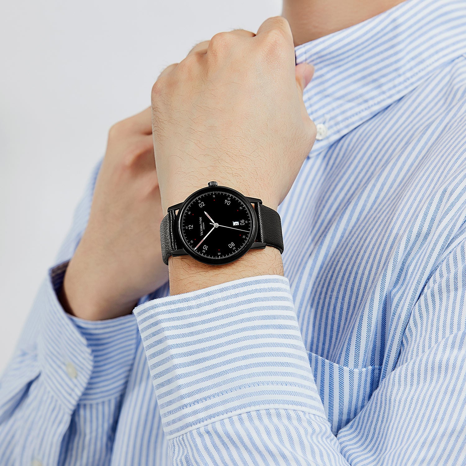 ORTON -Serie Herrenuhren Umweltfreundliches Apfel-Lederarmband- Schwarz