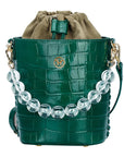 Victoria Hyde, VH60005, Bead chain bucket bag, Grün, Goldfarbene hardware, Umhängetasche, Handtasche, Damentasche, Vorderansicht