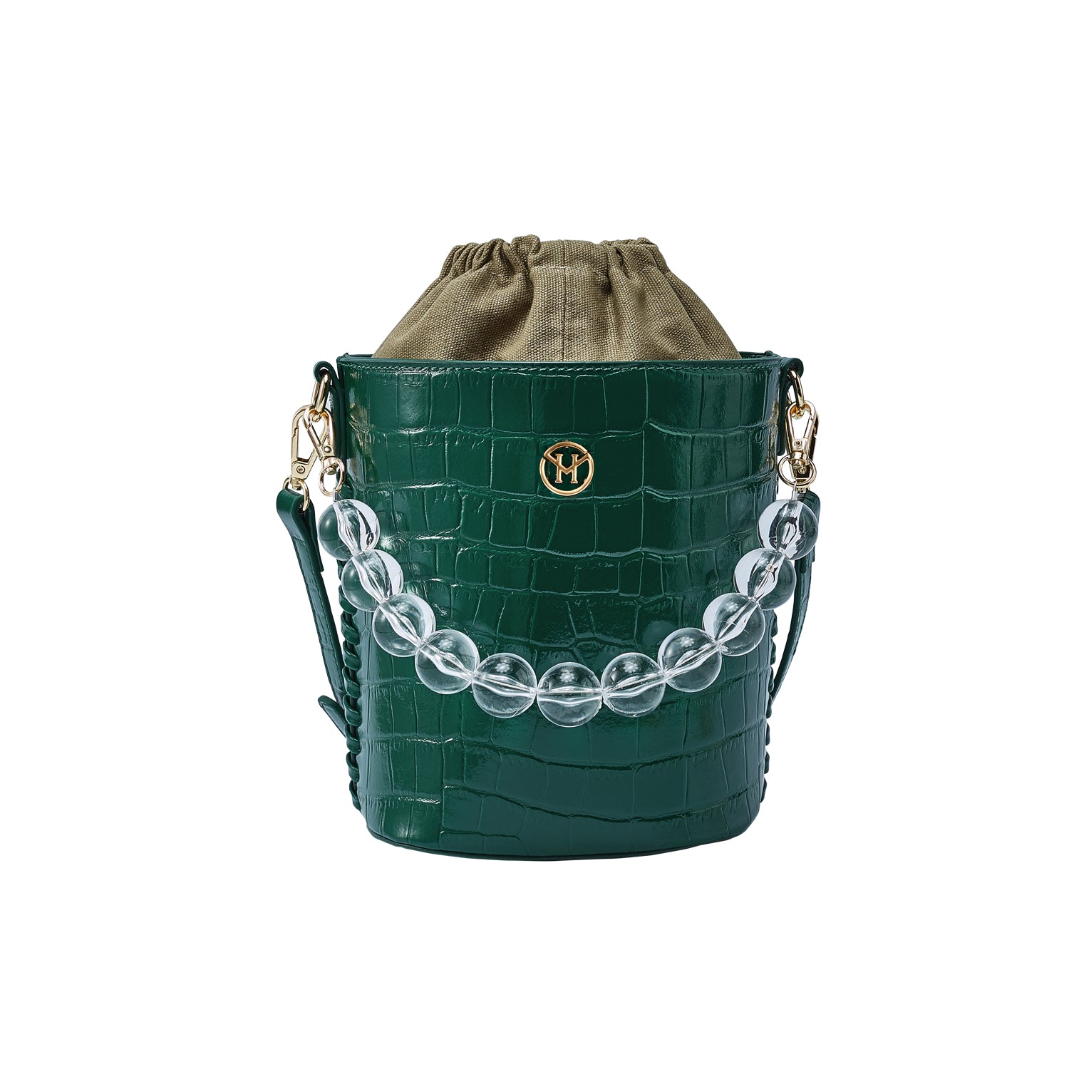 Handtasche Bead Chain Bucket Bag in Grün