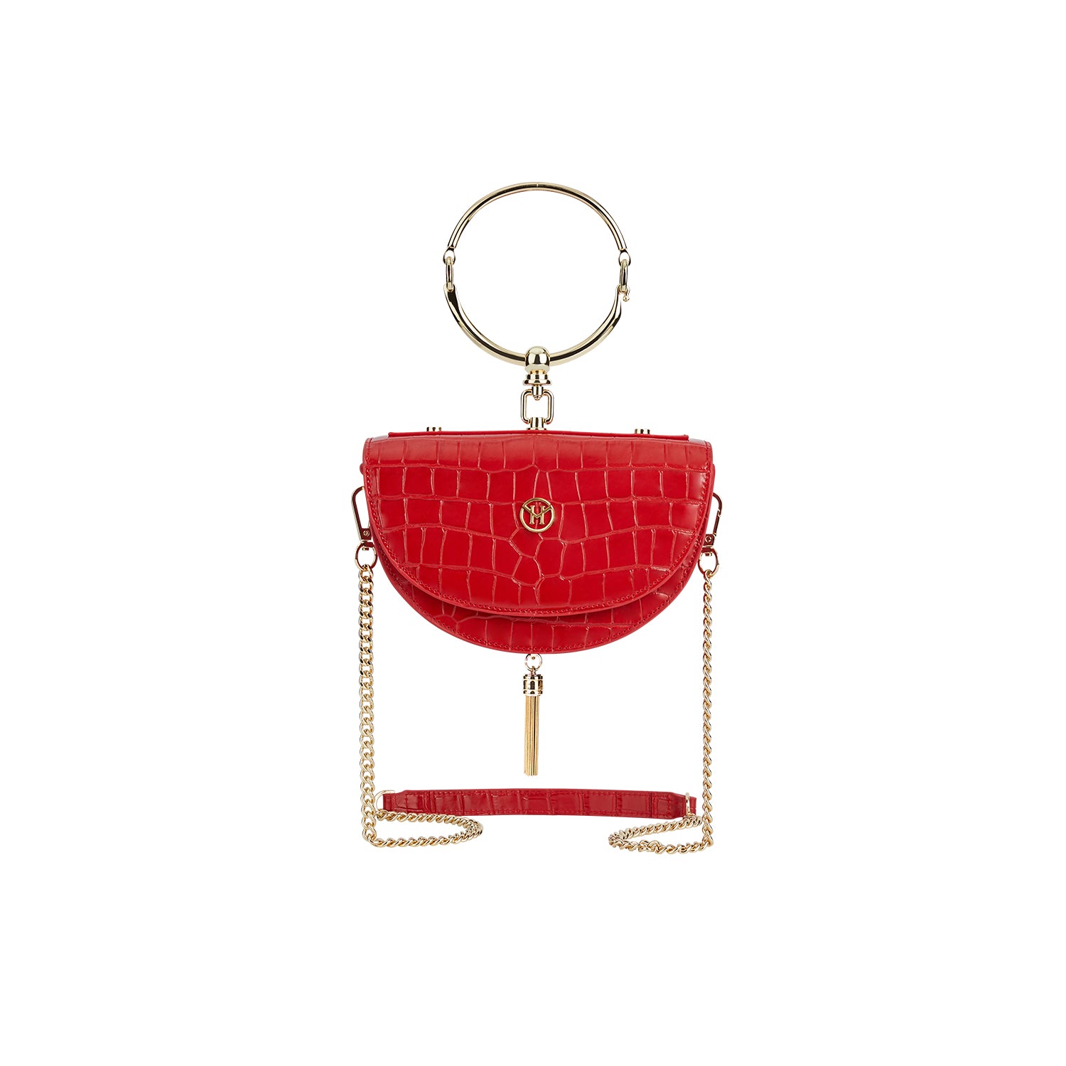 Handtasche Vintage Half-Moon in Rot