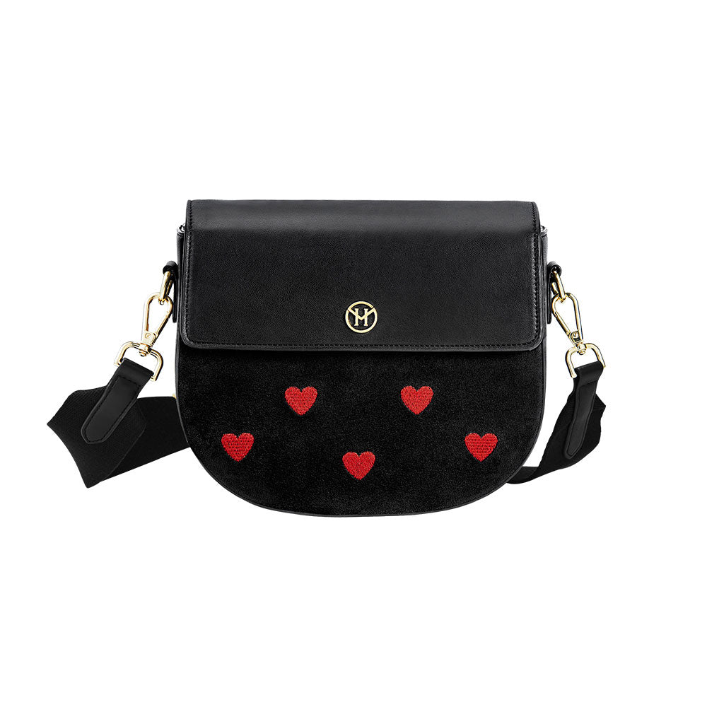Victoria Hyde, VH60039, Love Heart, Schwarz, Handtasche, Umhängetasche, Damentasche, Herz details, Vorderansicht 