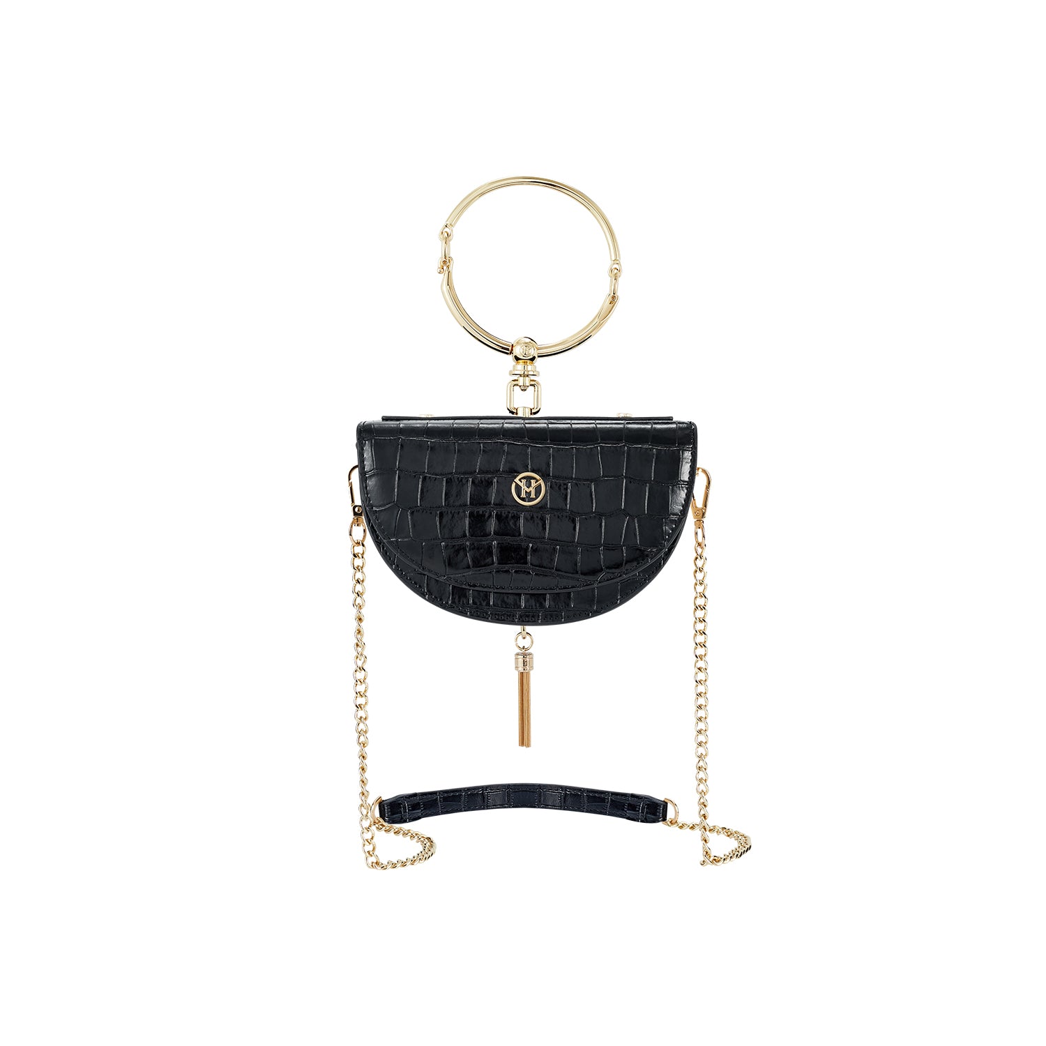 Handtasche Vintage Half-Moon in Schwarz