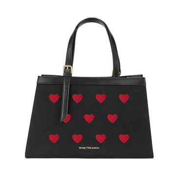 Victoria Hyde, VH60080, Branley, Schwarz, Damentasche, Handtasche, Umhängetasche, Herzen Muster, Vorderansicht