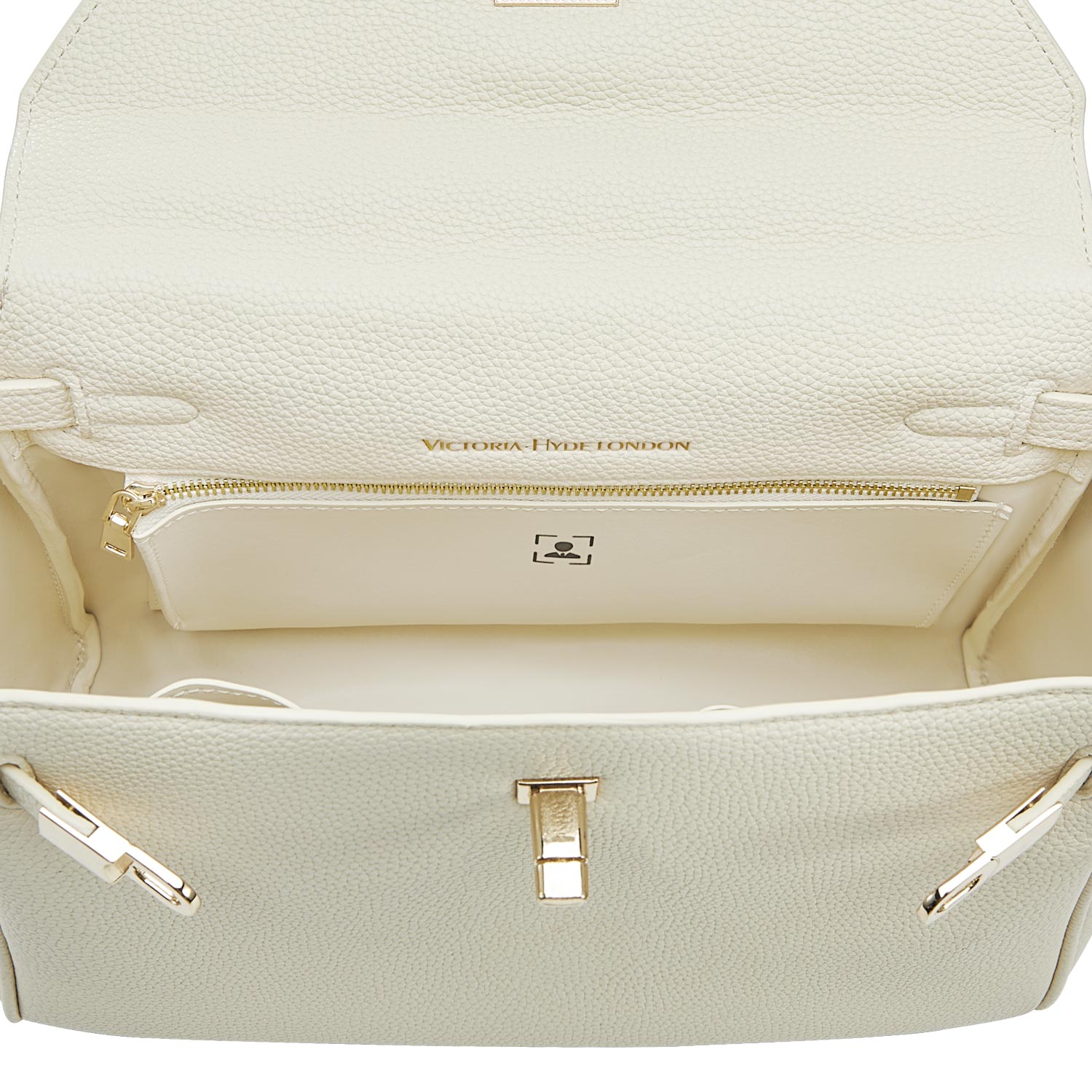 new_work_bag Victoria II white business bag-Elegant &amp; classic Victoria Hyde handbag in Mondschein weiß. Textured vegan PU leather, light gold details. Wear as handheld, shoulder or crossbody. 28.5x22.5x12cm.