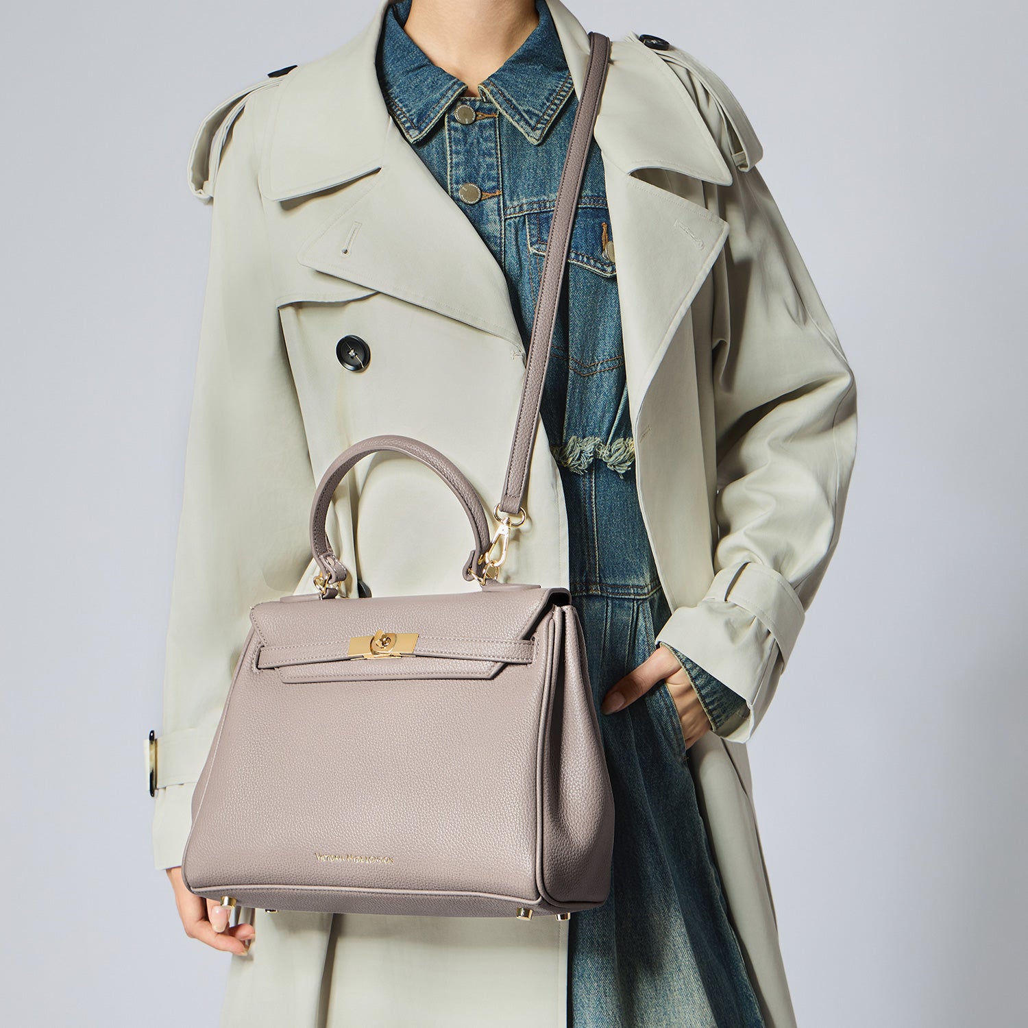 new_work_bag Victoria II nude business bag.Elegant nude Victoria Hyde handbag with light gold details. Vegan PU leather, 3-in-1 carry style (hand/shoulder/crossbody). Spacious interior: pockets for lipstick, keys, sunglasses. Lightweight &amp; regal for daily or evening wear.