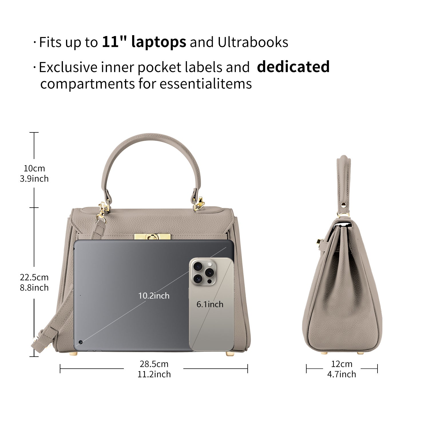 new_work_bag Victoria II nude business bag.Elegant nude Victoria Hyde handbag with light gold details. Vegan PU leather, 3-in-1 carry style (hand/shoulder/crossbody). Spacious interior: pockets for lipstick, keys, sunglasses. Lightweight &amp; regal for daily or evening wear.