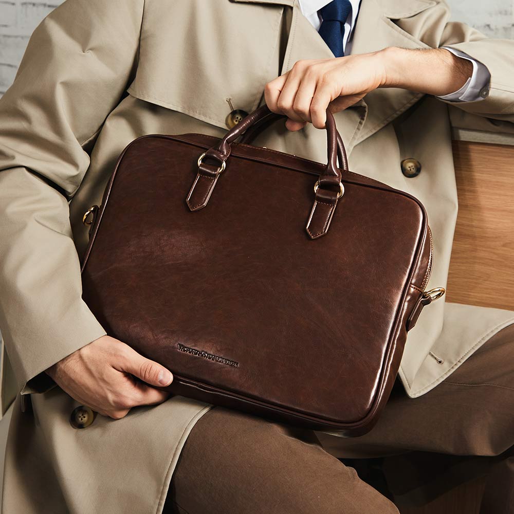VICTORIA HYDE LONDON Daniel Leather Briefcase for Men Crossbody Vintage Designer Laptop Tote Business Satchel Bag