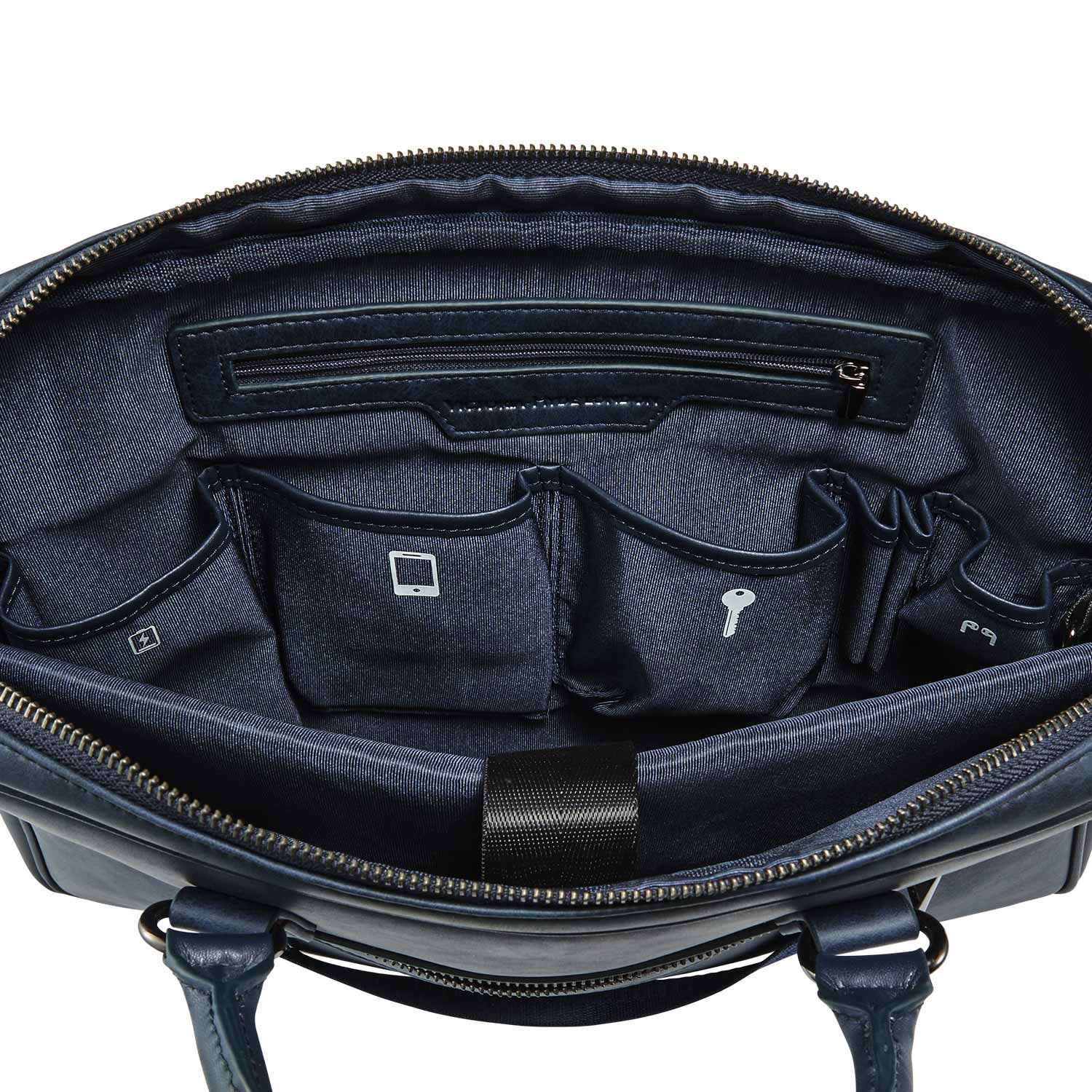 Victoria Hyde Daniel men's laptop briefcase – microfiber leather business bag with organizer, powerbank pocket, glasses holder, 37x27x5.5 cm, 0.94 kg.