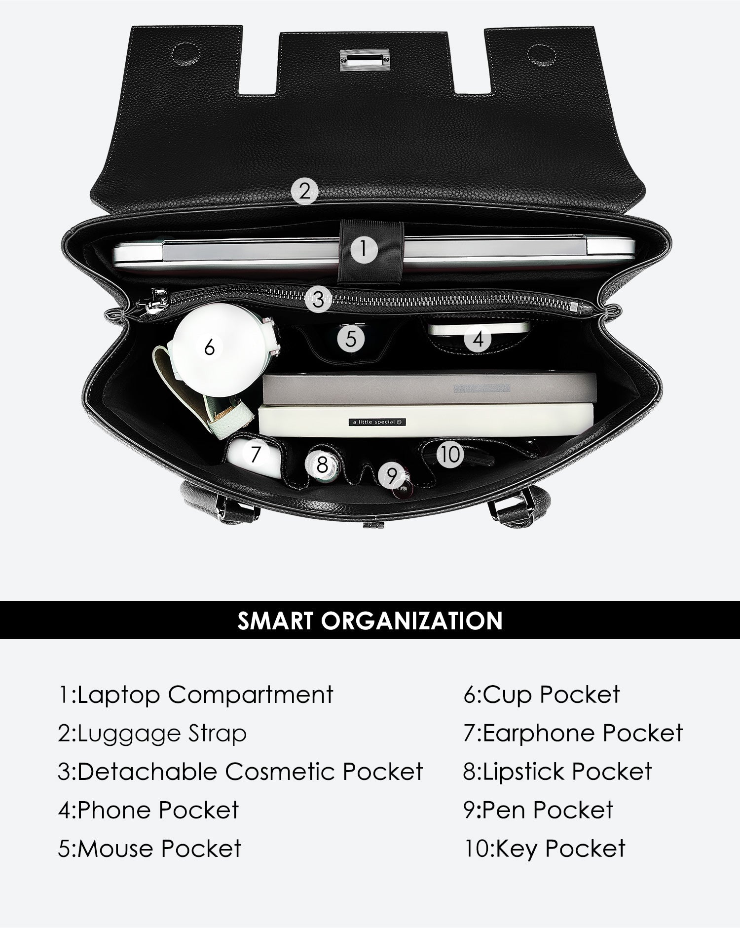 Business &amp; Laptop Handtasche Jolene groß schwarz | Für Laptops bis zu 15"