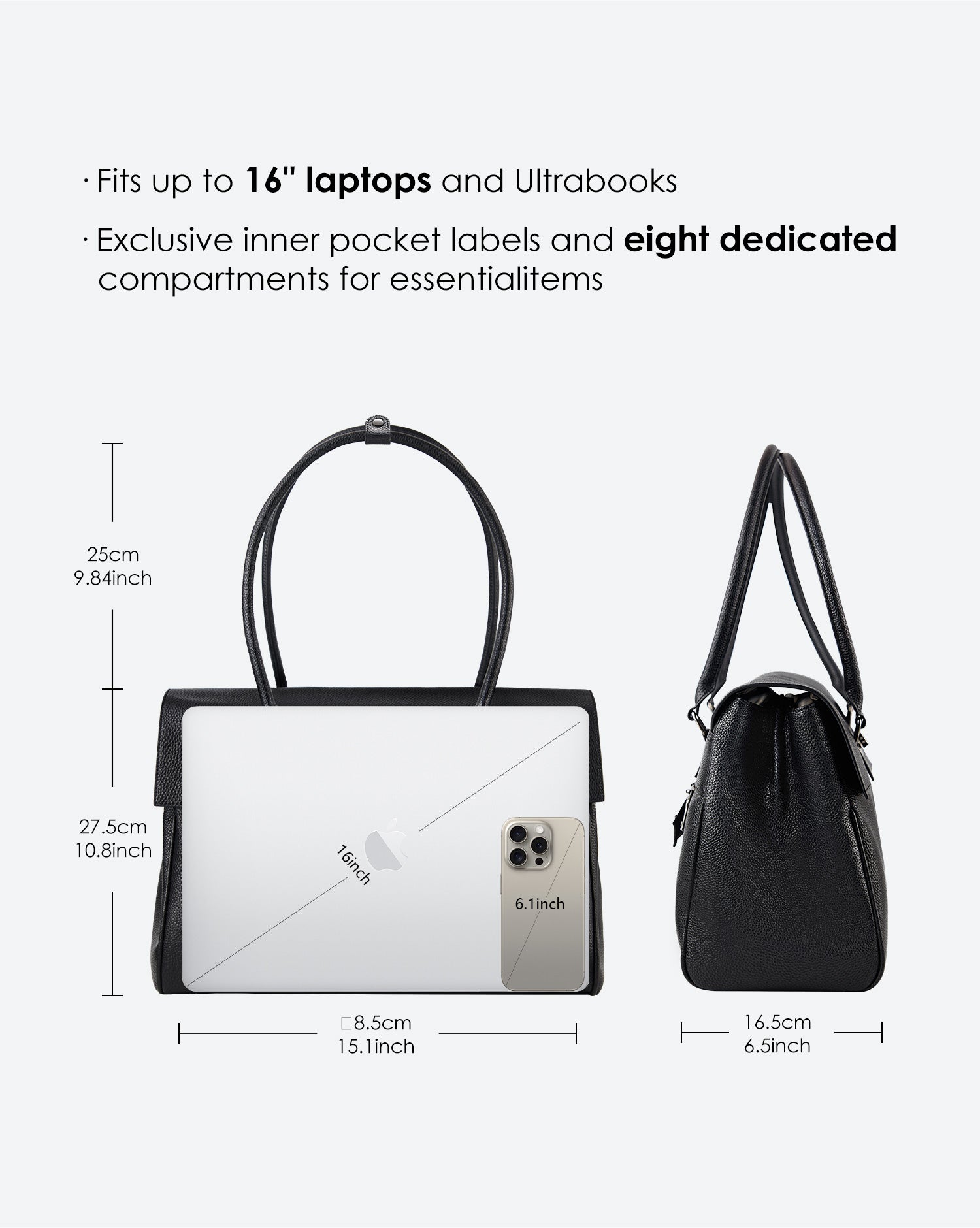 Business &amp; Laptop Handtasche Jolene groß schwarz | Für Laptops bis zu 15"