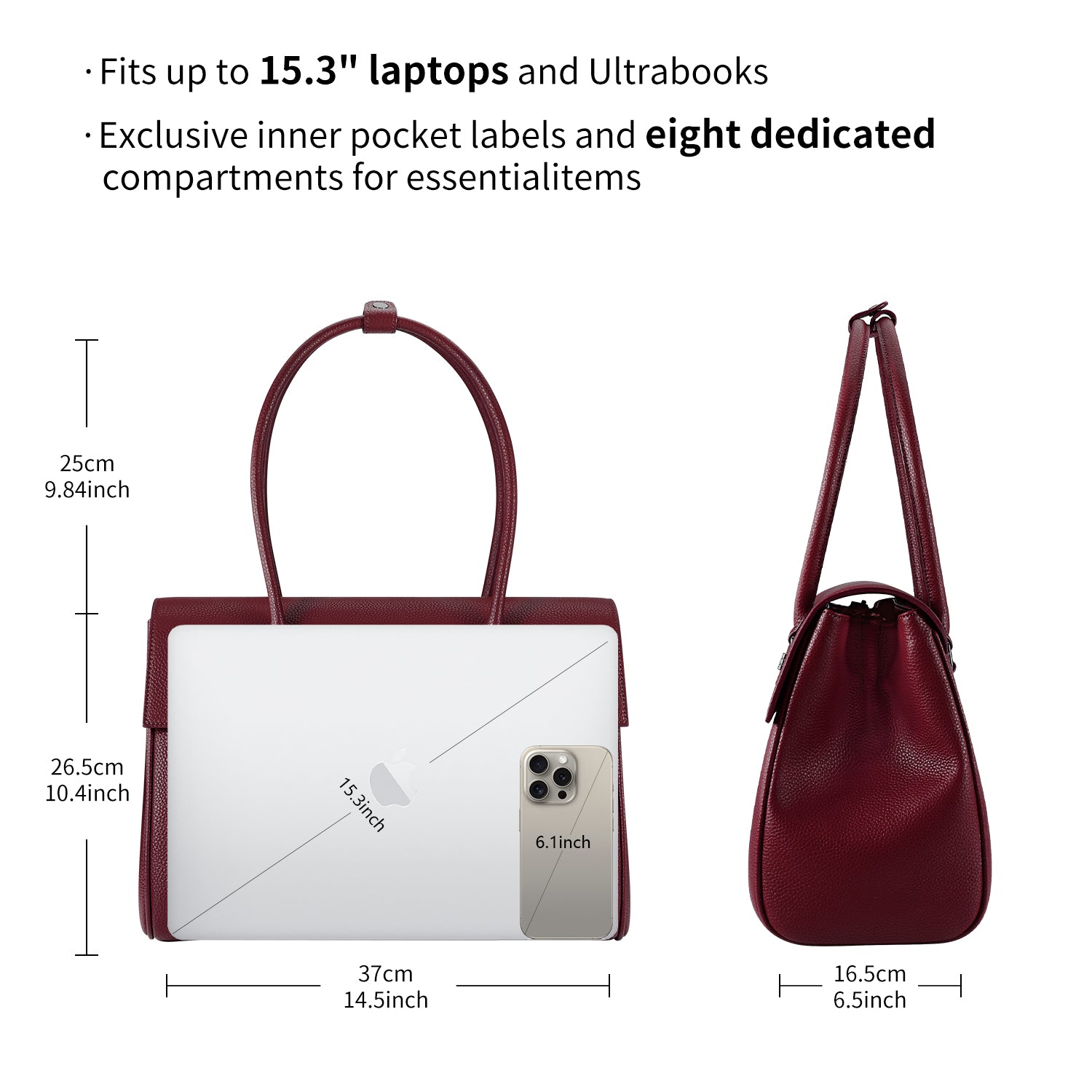 Business &amp; Laptop Handtasche Jolene groß Weinrot