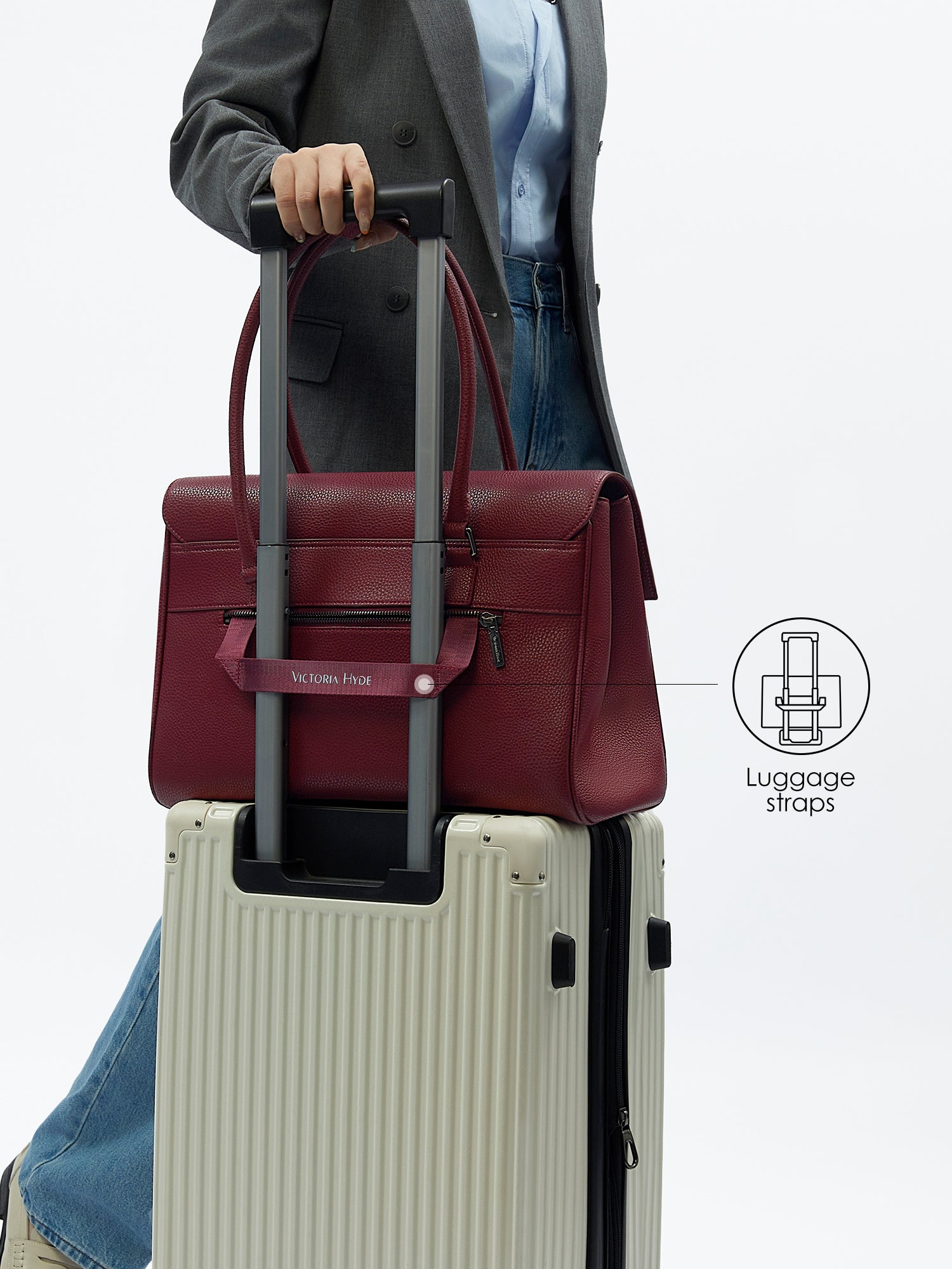 New Work Bag Jolene wine red modern work bag sustainable tote bag with laptop compartment for women in business