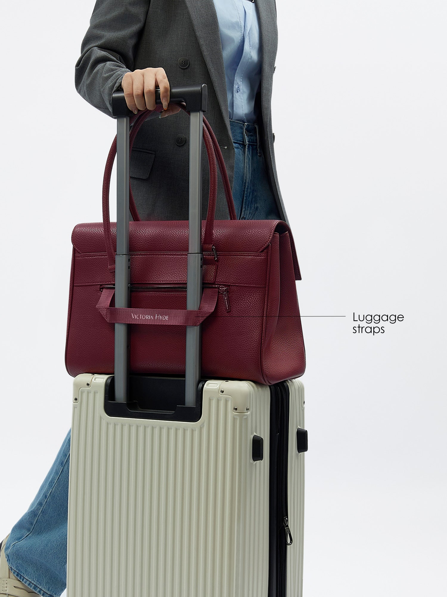 New Work Bag Jolene wine red modern work bag sustainable tote bag with laptop compartment for women in business