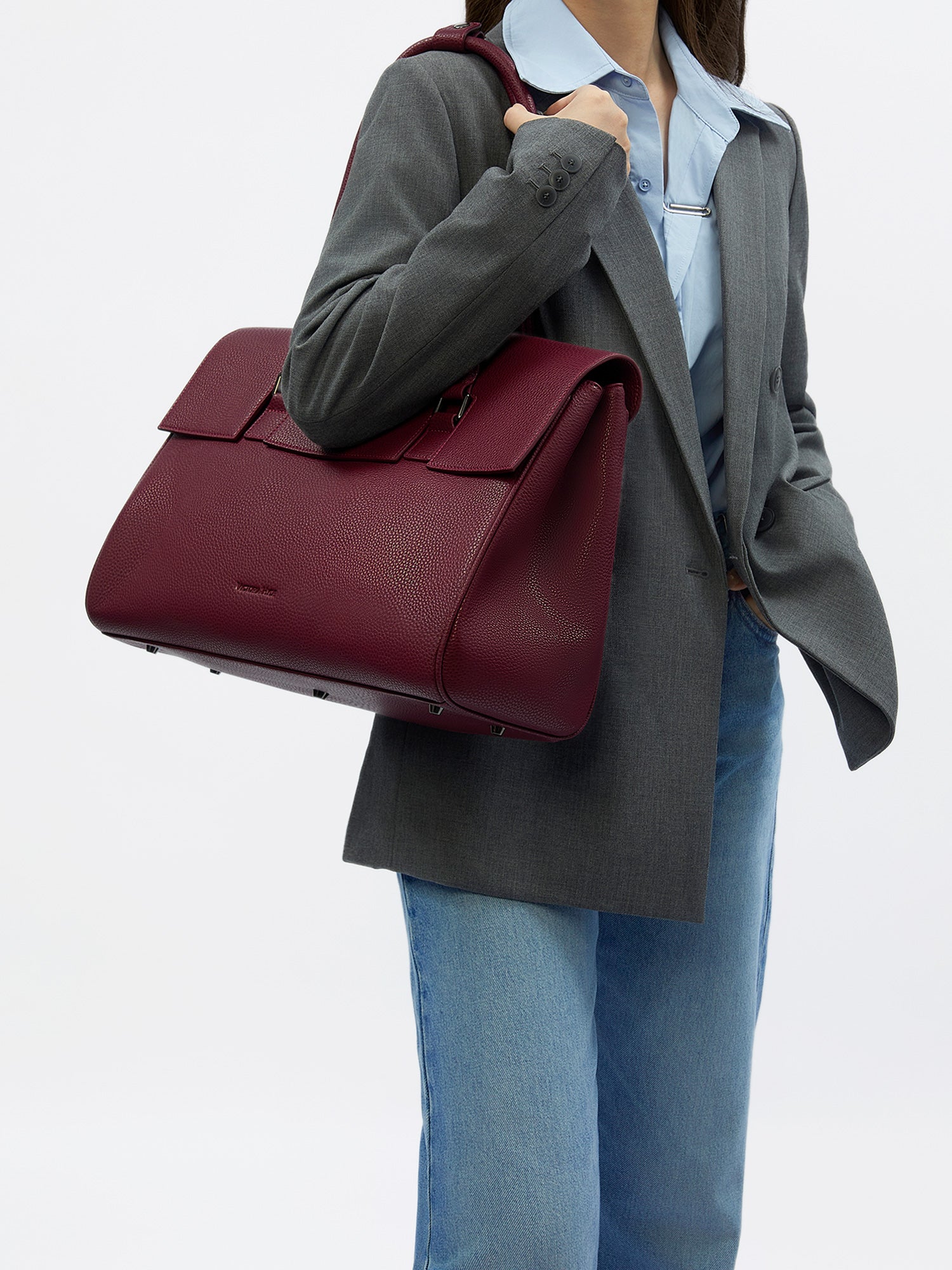 New Work Bag Jolene wine red modern work bag sustainable tote bag with laptop compartment for women in business