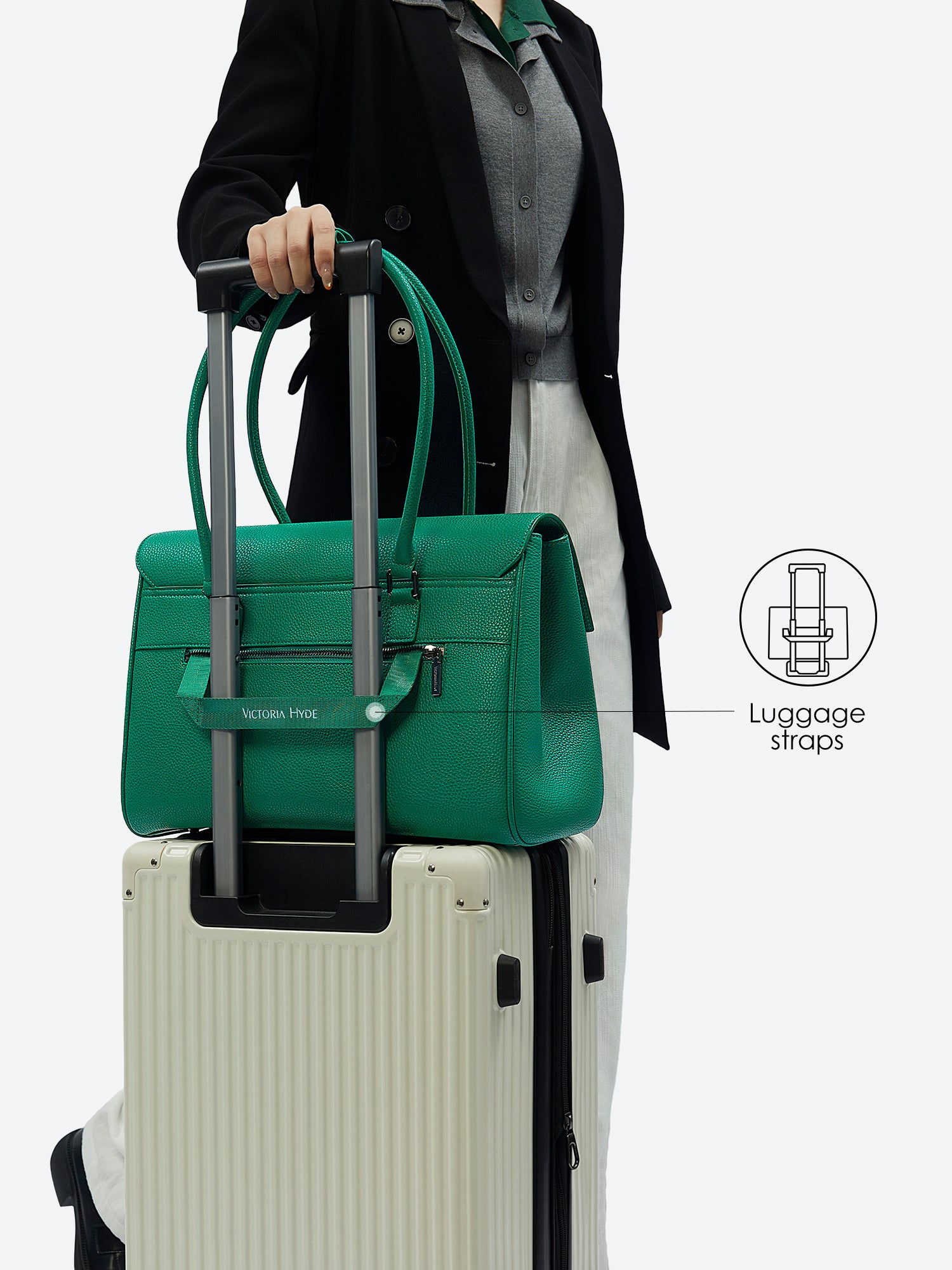 New Work Bag Jolene green modern work bag sustainable tote bag with laptop compartment for women in business