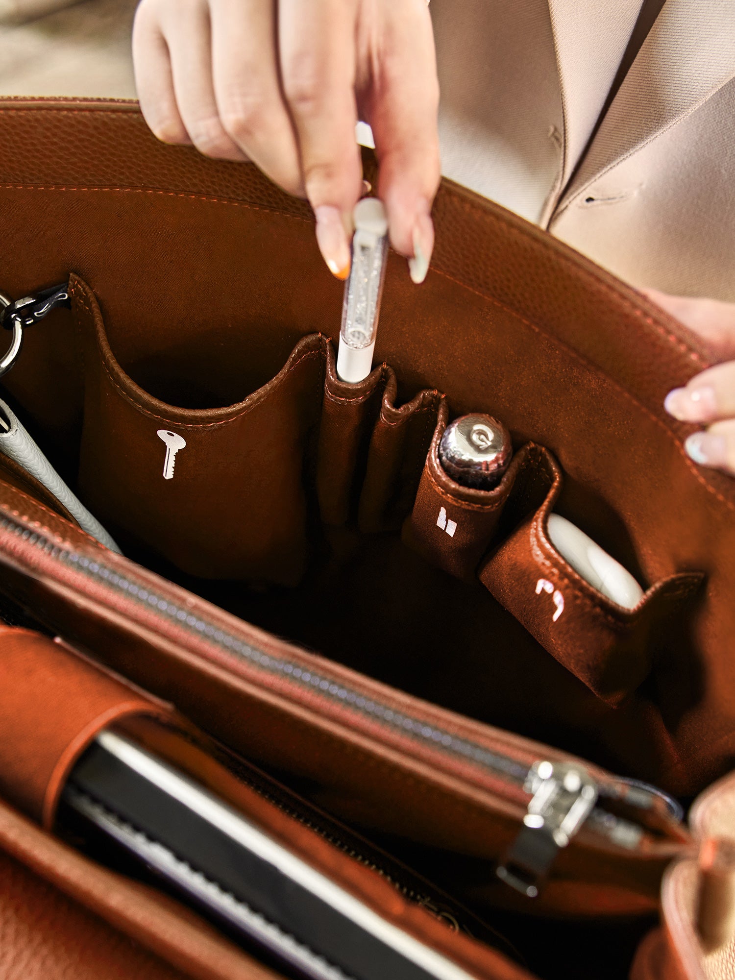 New Work Bag Jolene brown modern work bag sustainable tote bag with laptop compartment for women in business